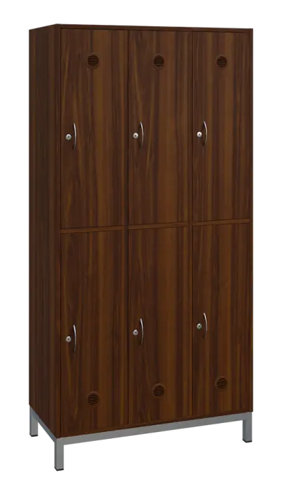 SBS-2233 šatní skříň 6-boxová, 1800x900x400 mm, kovové nohy, ořech královský